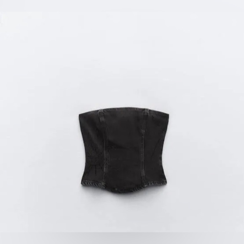 Zara rhinestone tube top denim